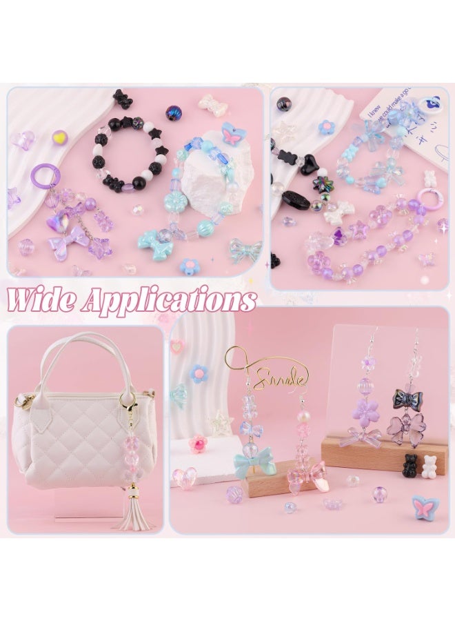 Capstro 180–240PCS Black Acrylic Beads Set (160g) – Chunky & Assorted Cute Beads for DIY Jewelry Making | Mixed Shapes for Bracelets, Necklaces, Keychains & Crafts | Beading Kit for Kids, Teens & Beginners - Image 5